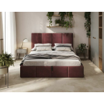 Bett in Bordeaux mit weichem Kopfteil